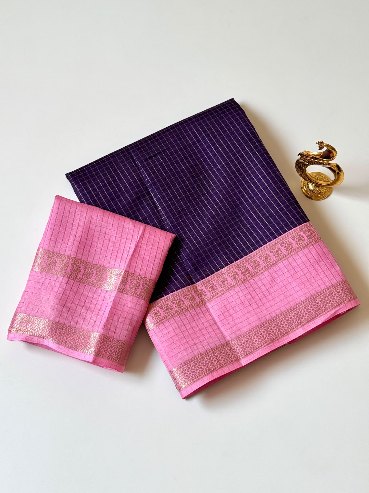 Pure Tussar Base Checks Saree